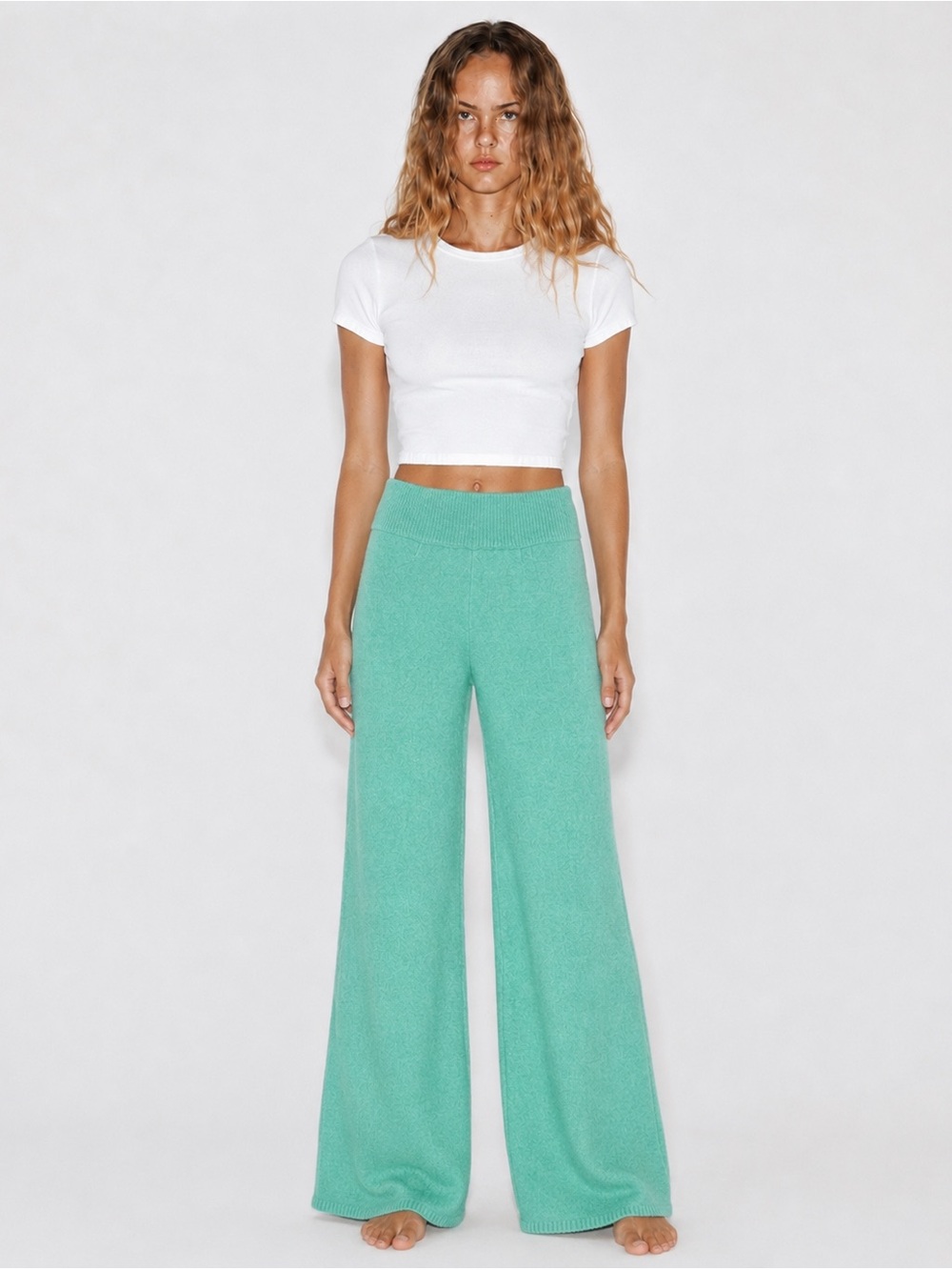 Smash + Tess Mint Green Wide-Leg Knit Pants